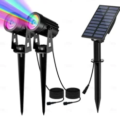 1pc 2-Head Outdoor Solar Waterproof Spotlight for Courtyard, Garden, Pond, Tree, Pathway and Lawn Lighting