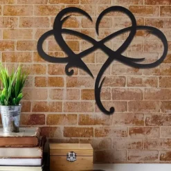 1pc Infinity Heart Black Metal Wall Art Heart-shaped Metal Wall Decor Love Sign Plaque Bedroom Ornaments For Home Wedding Indoor Outdoor Christmas Gifts