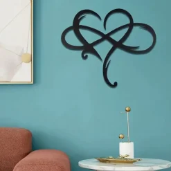 1pc Infinity Heart Black Metal Wall Art Heart-shaped Metal Wall Decor Love Sign Plaque Bedroom Ornaments For Home Wedding Indoor Outdoor Christmas Gifts