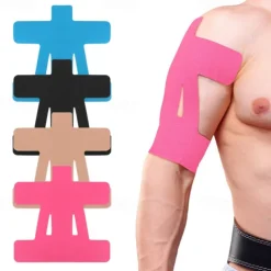 1PC Kinesiology Tape for Shoulder Pain Relief Pre Cut Sports Waterproof Breathable Enhance Elastic Kinesiology Athletic Tape for Shoulder Support and Muscle Marathon Sports