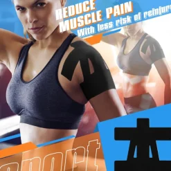 1PC Kinesiology Tape for Shoulder Pain Relief Pre Cut Sports Waterproof Breathable Enhance Elastic Kinesiology Athletic Tape for Shoulder Support and Muscle Marathon Sports