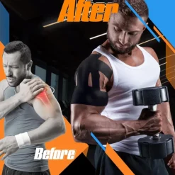 1PC Kinesiology Tape for Shoulder Pain Relief Pre Cut Sports Waterproof Breathable Enhance Elastic Kinesiology Athletic Tape for Shoulder Support and Muscle Marathon Sports