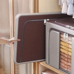 1pc Large Capacity Clothes Storage Box, Dustproof Clothing Quilt Organizer, Foldable Container For Dorm, Home