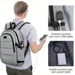 1pc Large Capacity Laptop Storage Backpack Schoolbag For Outdoor Camping Travel Anti-theft Waterproof Sports Bag With USB Charging Port Father's Day Gift Birthday Gift