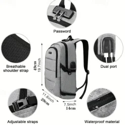 1pc Large Capacity Laptop Storage Backpack Schoolbag For Outdoor Camping Travel Anti-theft Waterproof Sports Bag With USB Charging Port Father's Day Gift Birthday Gift