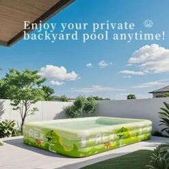 1pc Large Ocean Themed Inflatable Swimming Pool with Marine Life Design (Turtles, Clownfish, Seahorses) - No Electricity Needed, Easy Setup & Portable PVC Pool for Beach, Parties, Weddings, Music Fest