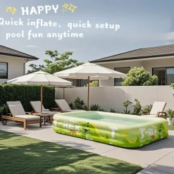 1pc Large Ocean Themed Inflatable Swimming Pool with Marine Life Design (Turtles, Clownfish, Seahorses) - No Electricity Needed, Easy Setup & Portable PVC Pool for Beach, Parties, Weddings, Music Fest