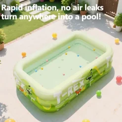 1pc Large Ocean Themed Inflatable Swimming Pool with Marine Life Design (Turtles, Clownfish, Seahorses) - No Electricity Needed, Easy Setup & Portable PVC Pool for Beach, Parties, Weddings, Music Fest