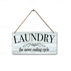 1pc, Laundry Wooden Signs Wood Plaque Wood Plate For Laundry Room Hanging Sign Washhouse Door Decoration Home Wall Decor 15x30cm/6''x12''