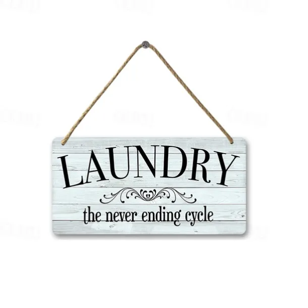 1pc, Laundry Wooden Signs Wood Plaque Wood Plate For Laundry Room Hanging Sign Washhouse Door Decoration Home Wall Decor 15x30cm/6''x12''