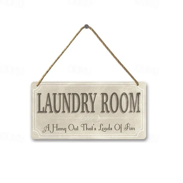 1pc, Laundry Wooden Signs Wood Plaque Wood Plate For Laundry Room Hanging Sign Washhouse Door Decoration Home Wall Decor 15x30cm/6''x12''