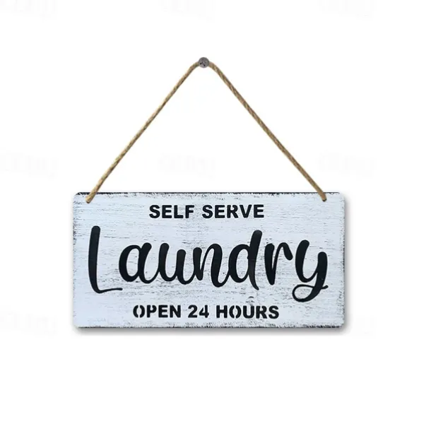 1pc, Laundry Wooden Signs Wood Plaque Wood Plate For Laundry Room Hanging Sign Washhouse Door Decoration Home Wall Decor 15x30cm/6''x12''