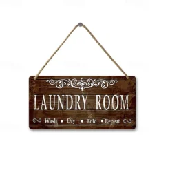 1pc, Laundry Wooden Signs Wood Plaque Wood Plate For Laundry Room Hanging Sign Washhouse Door Decoration Home Wall Decor 15x30cm/6''x12''