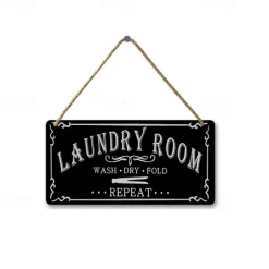 1pc, Laundry Wooden Signs Wood Plaque Wood Plate For Laundry Room Hanging Sign Washhouse Door Decoration Home Wall Decor 15x30cm/6''x12''