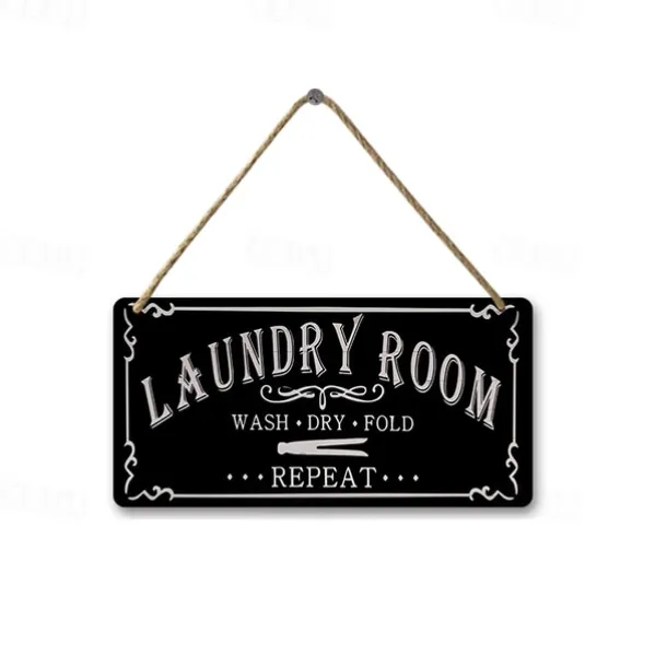 1pc, Laundry Wooden Signs Wood Plaque Wood Plate For Laundry Room Hanging Sign Washhouse Door Decoration Home Wall Decor 15x30cm/6''x12''