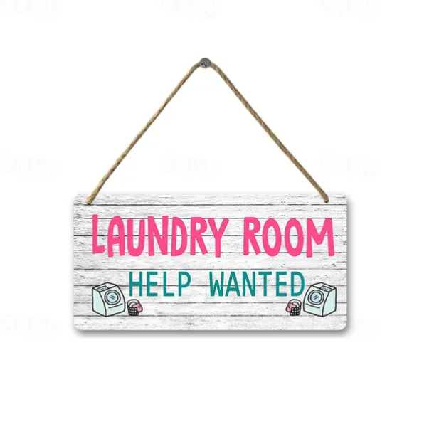 1pc, Laundry Wooden Signs Wood Plaque Wood Plate For Laundry Room Hanging Sign Washhouse Door Decoration Home Wall Decor 15x30cm/6''x12''