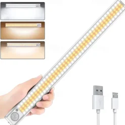 1pc LED Closet Lights - Motion Sensor Under Cabinet USB Rechargeable Night Lamp, Dimmable Indoor Lighting for Kitchen, Wardrobe & Stairs 80/120/160 LEDs