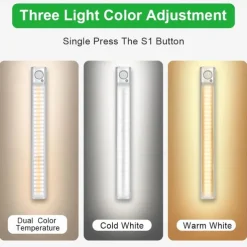 1pc LED Closet Lights - Motion Sensor Under Cabinet USB Rechargeable Night Lamp, Dimmable Indoor Lighting for Kitchen, Wardrobe & Stairs 80/120/160 LEDs