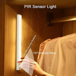 1pc LED Closet Lights - Motion Sensor Under Cabinet USB Rechargeable Night Lamp, Dimmable Indoor Lighting for Kitchen, Wardrobe & Stairs 80/120/160 LEDs