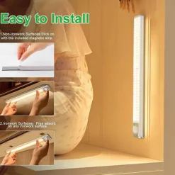 1pc LED Closet Lights - Motion Sensor Under Cabinet USB Rechargeable Night Lamp, Dimmable Indoor Lighting for Kitchen, Wardrobe & Stairs 80/120/160 LEDs