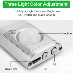 1pc LED Closet Lights - Motion Sensor Under Cabinet USB Rechargeable Night Lamp, Dimmable Indoor Lighting for Kitchen, Wardrobe & Stairs 80/120/160 LEDs