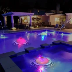 1pc LED Color Changing Floating Pool Lights, Waterproof Matte Finish Swimming Pool Light Float with 7 Modes Lighting Underwater Waterproof Floating Pond Light for Disco Pool Pond Fountain