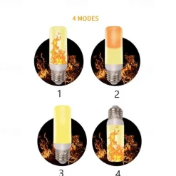 1pc LED Flame Effect Fire Light Bulbs Full Model 5W E27 Flame Bulb 78leds 85-265V Flickering Halloween Christmas Home Decration