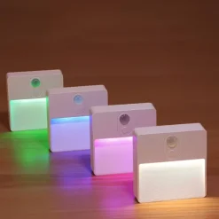 1pc LED Infrared Motion Sensor Night Light, Stepless Dimming Rechargeabl Night Light Automatic On/Off Adjustable Colors for Kitchen, Bedroom, Living Room, Hallway, Bathroom