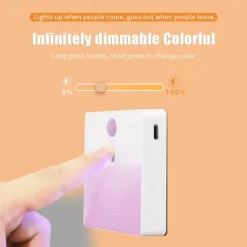 1pc LED Infrared Motion Sensor Night Light, Stepless Dimming Rechargeabl Night Light Automatic On/Off Adjustable Colors for Kitchen, Bedroom, Living Room, Hallway, Bathroom