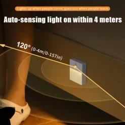 1pc LED Infrared Motion Sensor Night Light, Stepless Dimming Rechargeabl Night Light Automatic On/Off Adjustable Colors for Kitchen, Bedroom, Living Room, Hallway, Bathroom
