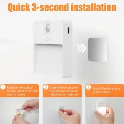 1pc LED Infrared Motion Sensor Night Light, Stepless Dimming Rechargeabl Night Light Automatic On/Off Adjustable Colors for Kitchen, Bedroom, Living Room, Hallway, Bathroom
