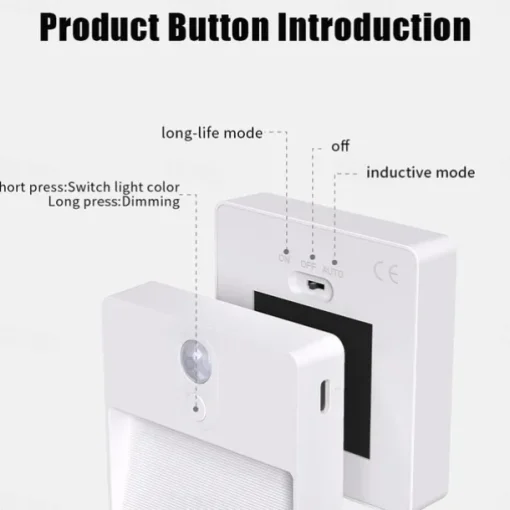 1pc LED Infrared Motion Sensor Night Light, Stepless Dimming Rechargeabl Night Light Automatic On/Off Adjustable Colors for Kitchen, Bedroom, Living Room, Hallway, Bathroom
