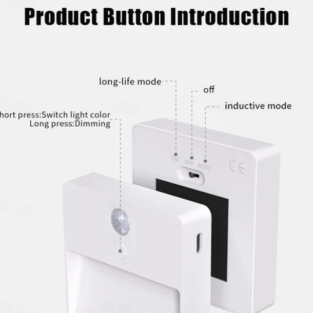 1pc LED Infrared Motion Sensor Night Light, Stepless Dimming Rechargeabl Night Light Automatic On/Off Adjustable Colors for Kitchen, Bedroom, Living Room, Hallway, Bathroom