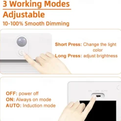 1pc LED Infrared Motion Sensor Night Light, Stepless Dimming Rechargeabl Night Light Automatic On/Off Adjustable Colors for Kitchen, Bedroom, Living Room, Hallway, Bathroom