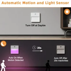 1pc LED Infrared Motion Sensor Night Light, Stepless Dimming Rechargeabl Night Light Automatic On/Off Adjustable Colors for Kitchen, Bedroom, Living Room, Hallway, Bathroom