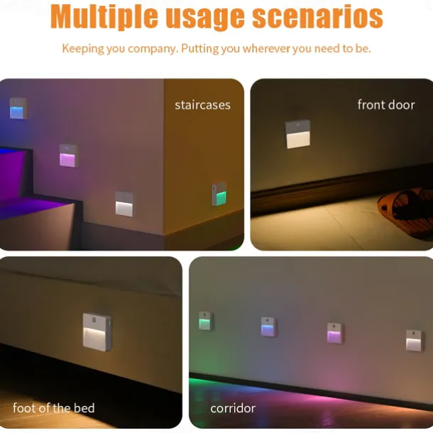1pc LED Infrared Motion Sensor Night Light, Stepless Dimming Rechargeabl Night Light Automatic On/Off Adjustable Colors for Kitchen, Bedroom, Living Room, Hallway, Bathroom