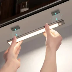 1pc LED Motion Sensor Cabinet Light Under Counter Closet Lighting Wireless Magnetic USB Rechargeable Kitchen Night Lights for Wardrobe Closets Cabinet Cupboard Stairs Corridor Shelf