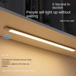 1pc LED Motion Sensor Cabinet Light Under Counter Closet Lighting Wireless Magnetic USB Rechargeable Kitchen Night Lights for Wardrobe Closets Cabinet Cupboard Stairs Corridor Shelf