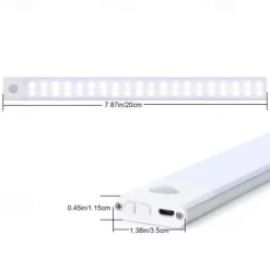 1pc LED Motion Sensor Cabinet Light Under Counter Closet Lighting Wireless Magnetic USB Rechargeable Kitchen Night Lights for Wardrobe Closets Cabinet Cupboard Stairs Corridor Shelf