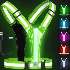 1pc LED Reflective Running Vest Light High Visibility, Rechargeable & Adjustable Lighting for Safe Walking, Running, Cycling Durable & Comfortable Design