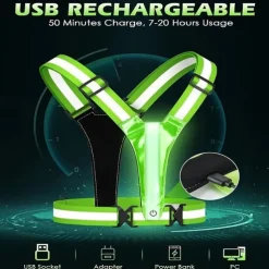 1pc LED Reflective Running Vest Light High Visibility, Rechargeable & Adjustable Lighting for Safe Walking, Running, Cycling Durable & Comfortable Design