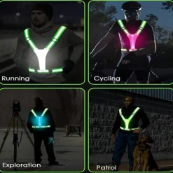 1pc LED Reflective Running Vest Light High Visibility, Rechargeable & Adjustable Lighting for Safe Walking, Running, Cycling Durable & Comfortable Design