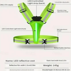 1pc LED Reflective Running Vest Light High Visibility, Rechargeable & Adjustable Lighting for Safe Walking, Running, Cycling Durable & Comfortable Design