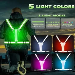 1pc LED Reflective Running Vest Light High Visibility, Rechargeable & Adjustable Lighting for Safe Walking, Running, Cycling Durable & Comfortable Design