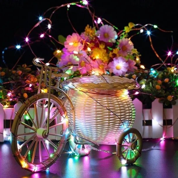 1pc 2m String Lights Outdoor Waterproof String Lights 20 LEDs Warm White White Multi Color for Christmas Party Decorative Batteries Powered