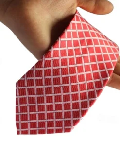 1Pc Man Necktie Pink Grid Width 8cm Bridegroom Groomsman Tie Business Manager Tie