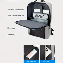1pc Men's Women's Backpack With USB Charging Port Business Commuter Computer Bag For Business Trip Daily Use Laptop Backpack Multifunctional Student Large Capacity Backpack