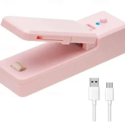 1pc Mini Bag Sealer, USB Rechargeable Portable Sealing Machine, Handheld Heat Vacuum Sealers For Plastic Bags, Kitchen Tools