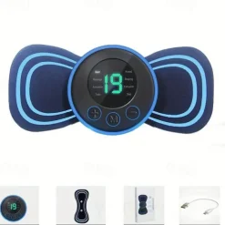 1pc Mini Portable Electric Neck Massager Patch Relieve Back & Shoulder Hip Pain Instantly With Cervical Massage Pad