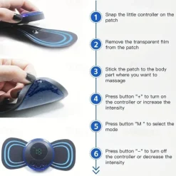 1pc Mini Portable Electric Neck Massager Patch Relieve Back & Shoulder Hip Pain Instantly With Cervical Massage Pad